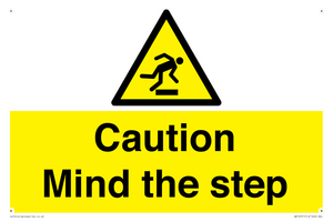 Caution Mind the step warning sign